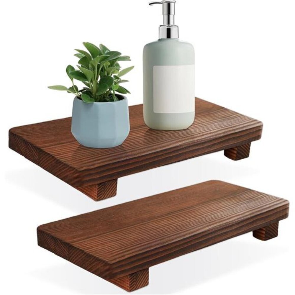 Wood Soap Tray Set Rustic Wooden Riser Decor Display Bathroom Kitchen Counter